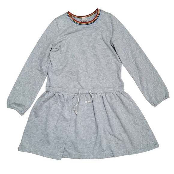 Crewcuts Grey Rainbow Collar Sweatshirt Dress Large - Picture 1 of 6